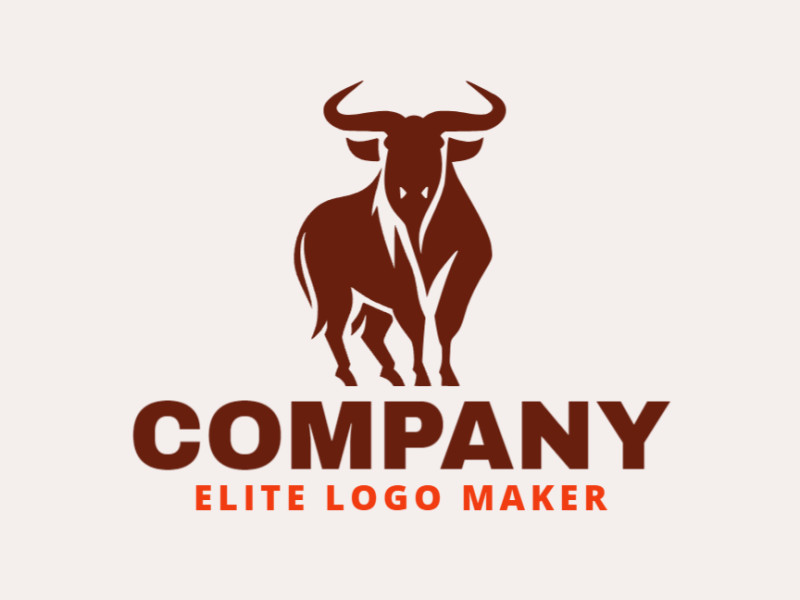 Logotipo com a forma de um touro com a cor marrom, esse logotipo é ideal para diferentes áreas de negócio.