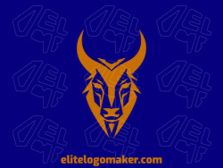 A customizable and professional logo in the shape of a bull head with a simple style; the color used was dark orange.