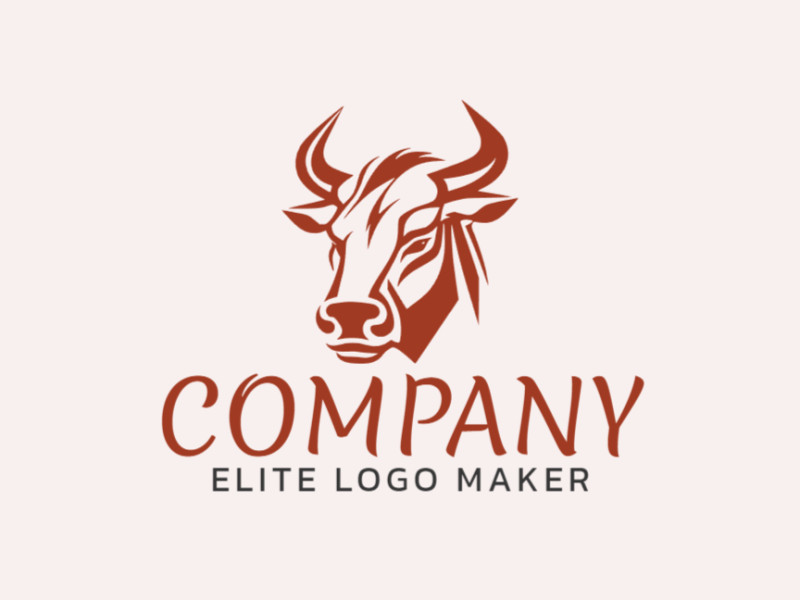 Logotipo memorável com a forma de uma cabeça de touro com estilo abstrato, e cores customizáveis.