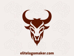 A minimalist brown bull head icon, representing strength and resilience, perfect for a clean and bold logo.