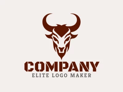 A minimalist brown bull head icon, representing strength and resilience, perfect for a clean and bold logo.