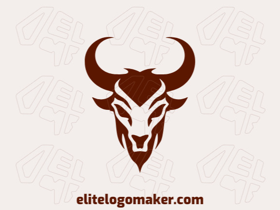 Um ícone minimalista da cabeça de um touro em marrom, representando força e resiliência, perfeito para um logotipo limpo e ousado.
