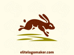This abstract logo depicts a jumping bunny in shades of green and brown, conveying a sense of energy and playfulness. Perfect for businesses with a fun and active brand.