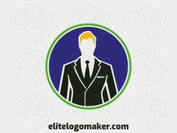 Logotipo profissional com a forma de um homem de negócios com design criativo e estilo circular.