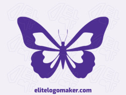 A sophisticated logo in the shape of a butterfly with a sleek simple style, featuring a captivating purple color palette.