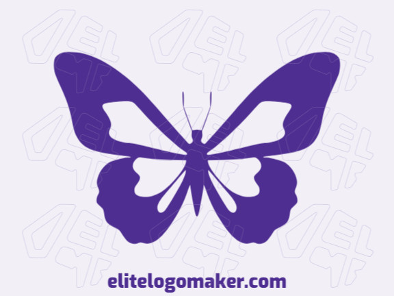 Um logotipo profissional em forma de uma borboleta com um estilo simples, a cor utilizada foi roxo.