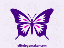 Symmetric logo created with abstract shapes forming a butterfly with purple and pink colors.