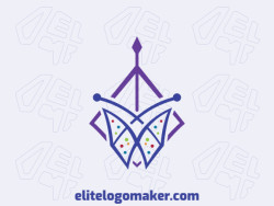 Customizable logo with the shape of a butterfly combined with a kite composed of an abstract style with purple, blue, green, pink, and yellow colors.