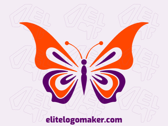 Crie um logotipo ideal para o seu negócio com a forma de uma borboleta voando com estilo simétrico e cores customizáveis.