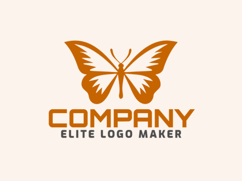 Logotipo simples composto por formas abstratas, formando uma borboleta voando com a cor laranja escuro.