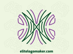 Logo with creative design, forming a butterfly combined with a four leaf clover, with monoline style and customizable colors.