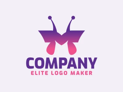 Logo with creative design, forming a butterfly combined with a letter "M", with gradient style and customized colors.