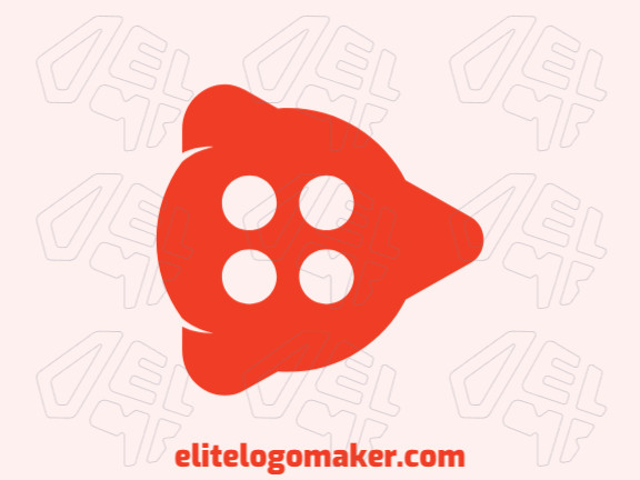 Crie um logotipo para sua empresa com a forma de um botão combinado com um ícone de play, com estilo minimalista e cor vermelho.