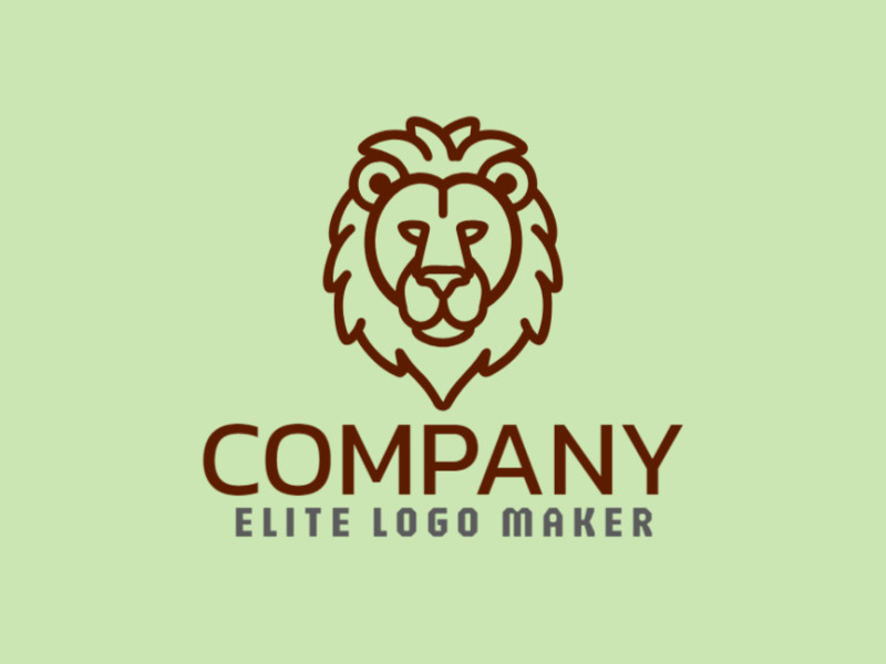 Una plantilla de logotipo vectorial creativa con un león tranquilo en estilo monoline, perfecto para una identidad empresarial distintiva.