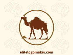 Simple logo composed of abstract shapes forming a camel with brown and yellow colors.