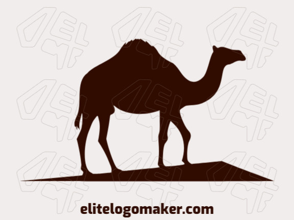 Logotipo criativo com a forma de um camelo com design simples e cor marrom escuro.