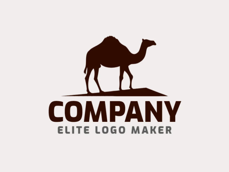 Template logo in the shape of a camel with a simple design and dark brown color.