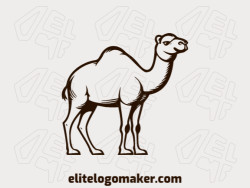 Create a memorable logo for your business in the shape of a camel with a monoline style and creative design.