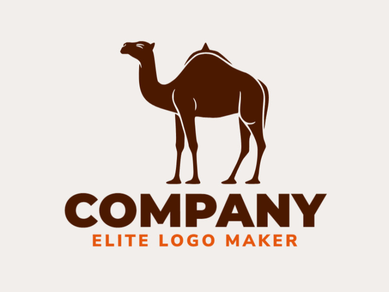Create your own logo in the shape of a camel with mascot style and dark brown color.