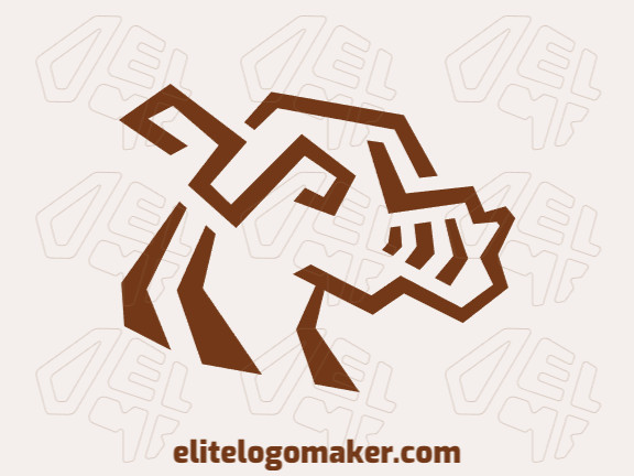 Logotipo abstrato com formas criativas formando uma cabeça de camelo com design refinado e cor marrom.