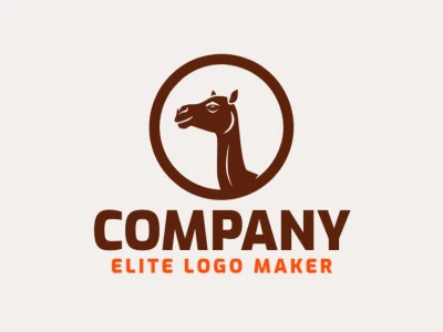 Create a vectorized logo showcasing a contemporary design of a camel head and circular style, with a touch of sophistication and dark brown color.