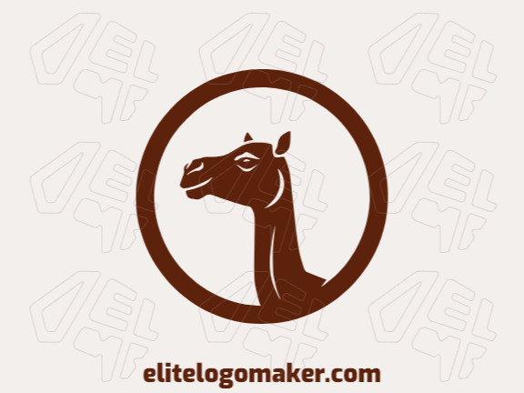 Create a vectorized logo showcasing a contemporary design of a camel head and circular style, with a touch of sophistication and dark brown color.