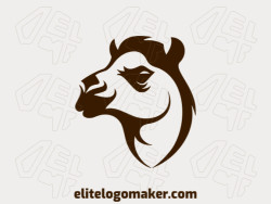 Vector logo in the shape of a camel head with a simple design and dark brown color.