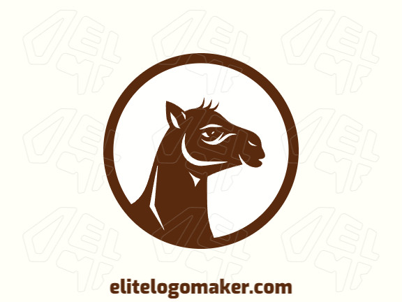 Logotipo customizável com a forma de uma cabeça de camelo composto por um estilo circular e cor marrom.