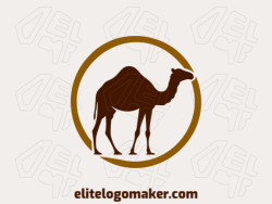 Simple logo composed of abstract shapes forming a camel walking with dark yellow and dark brown colors.