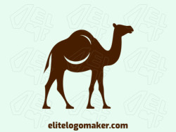 Vector logo in the shape of a camel walking with mascot style and dark brown color.