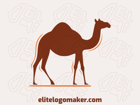 Create a vector logo for your company in the shape of a camel walking with a simple style, the colors used were brown and orange.