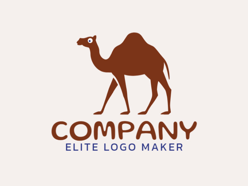 Crie um logotipo ideal para o seu negócio com a forma de um camelo com estilo simples e cores customizáveis.