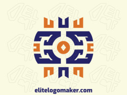 Abstract logo with solid shapes forming an camera with a refined design with blue and orange colors.