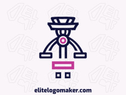 Logotipo disponível para venda com a forma de uma câmera combinado com um drone, com estilo abstrato e com as cores azul e rosa.
