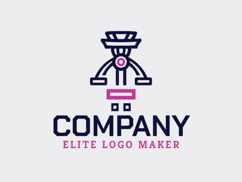 Logotipo disponível para venda com a forma de uma câmera combinado com um drone, com estilo abstrato e com as cores azul e rosa.