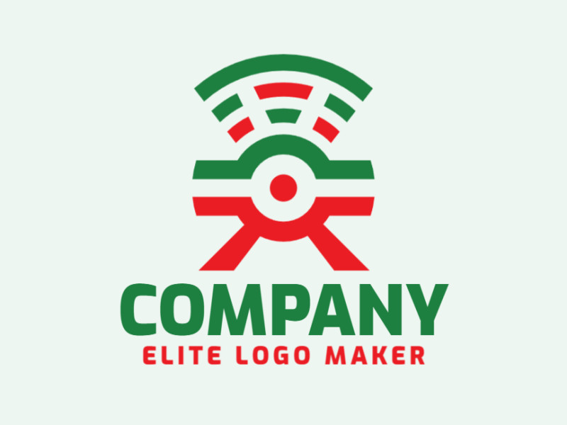 Logotipo abstrato com a forma de uma câmera combinado com um ícone wi-fi composto por formas abstratas e design refinado, as cores utilizadas no logotipo foi verde e laranja.