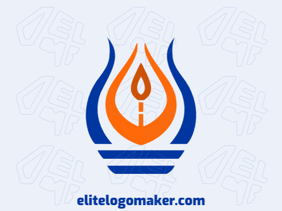 Um ícone de vela simples em laranja vibrante e azul escuro, criando um design de logotipo elegante e sereno.