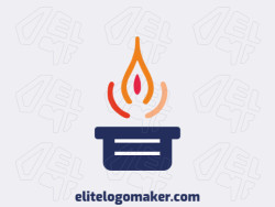 A minimalist logo featuring a candle, symbolizing illumination and warmth, in vibrant hues of orange, red, and dark blue.