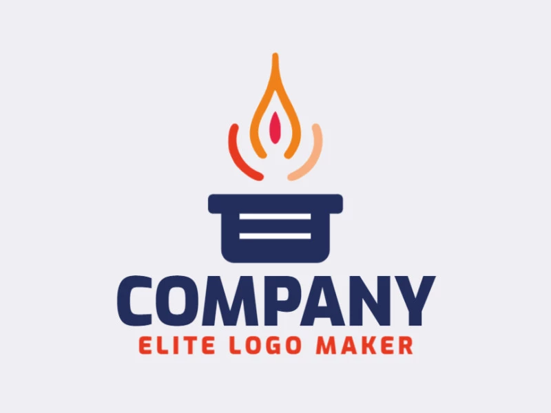 A minimalist logo featuring a candle, symbolizing illumination and warmth, in vibrant hues of orange, red, and dark blue.