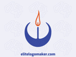 Vector logo in the shape of a candle with a minimalist style with blue and orange colors.