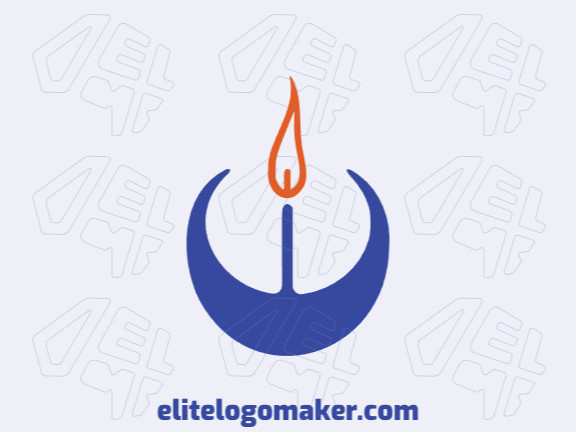 Vector logo in the shape of a candle with a minimalist style with blue and orange colors.