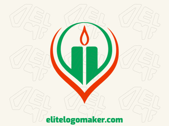 Logotipo customizável com a forma de uma vela com design criativo e estilo simples.