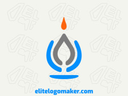 Vector logo in the shape of a candle with multiple lines designed with blue, orange, and grey colors.