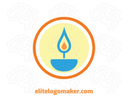 The professional logo is in the shape of a candle with a circular style, the colors used were blue, orange, and yellow.