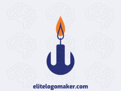 Create a vector logo for your company in the shape of a candle with a symmetric style, the colors used were orange and dark blue.