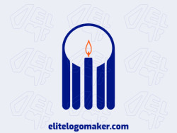 Create a vectorized logo showcasing a contemporary design of a candle and simple style, with a touch of sophistication with orange and dark blue colors.