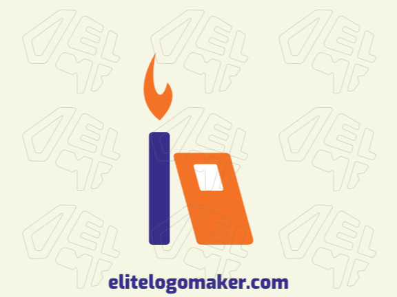 Logotipo customizável com a forma de uma vela combinado com um livro, com estilo duplo sentido, as cores utilizadas foi azul e laranja.