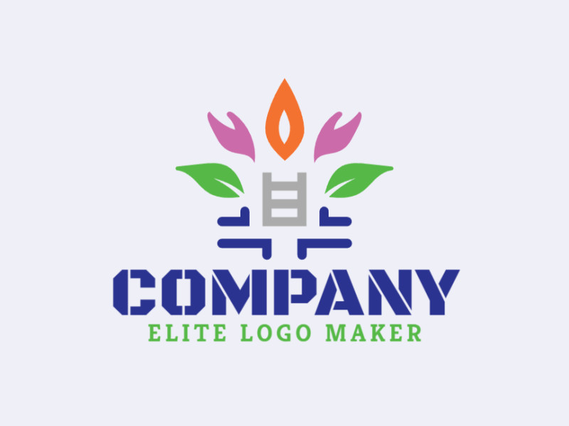Crie um logotipo ideal para o seu negócio com a forma de uma vela combinado com folhas, com estilo minimalista e cores customizáveis.