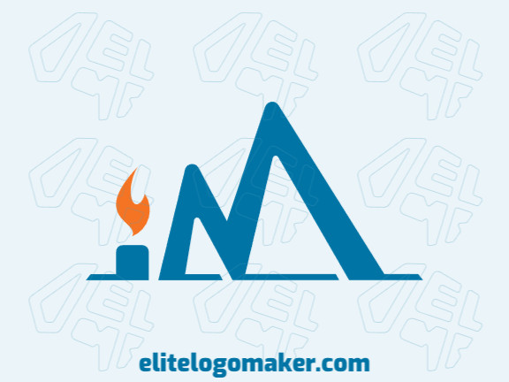 Customizable logo in the shape of a candle combined with a letter "M" composed of an initial letter style with blue and orange colors.