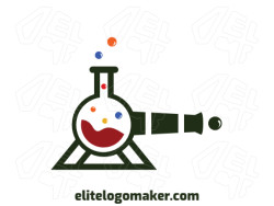 Logo design , ideal for different businesses in the shape of a cannon combined with a laboratory flask with creative design and double meaning style.